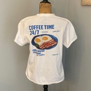White Coffee Time Graphic Tee Women SIze L